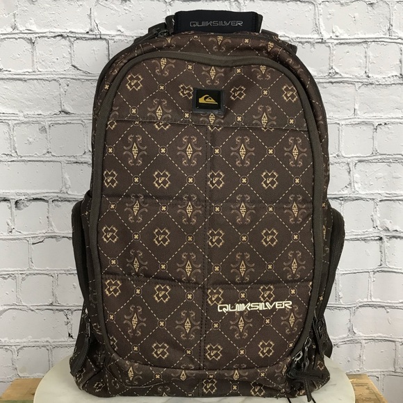 Quicksilver Adult Unisex Brown Medium Students School Bookbag Traveler Backpack - Picture 7 of 9